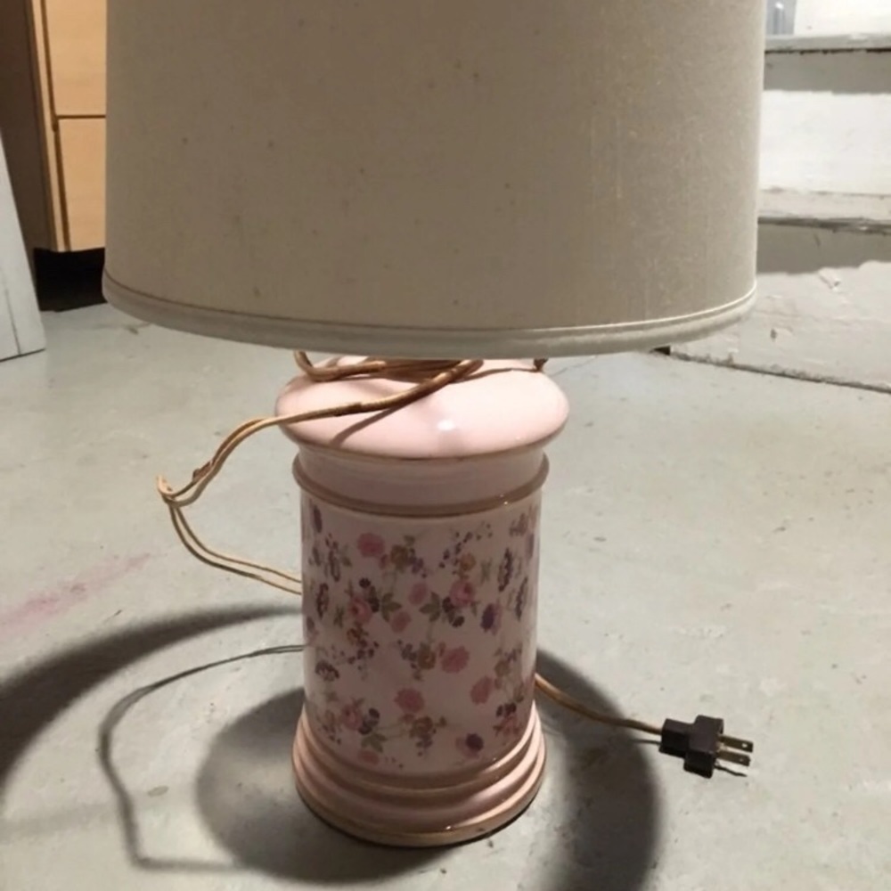 Vintage Pink Hand Painted Lamp